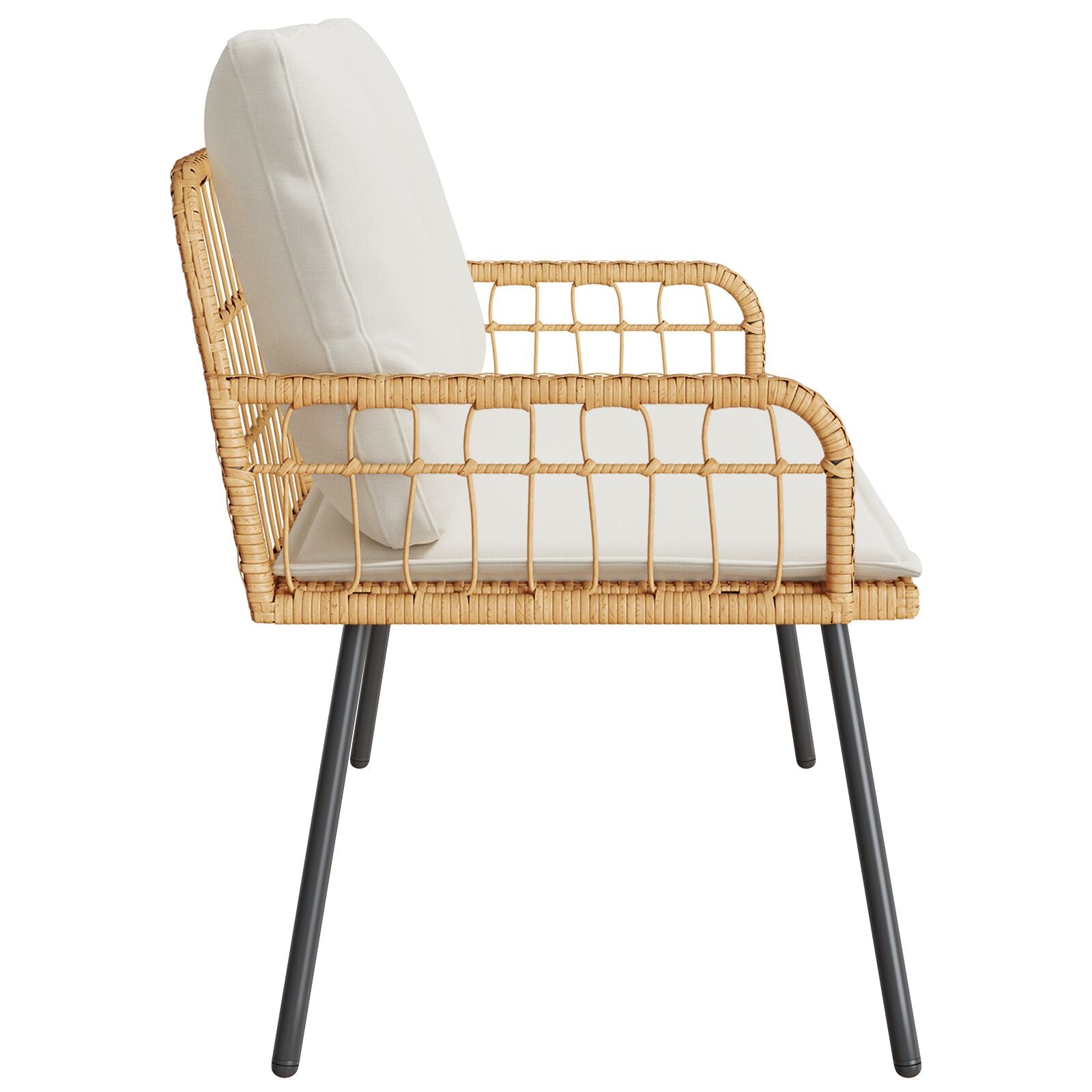 Gartenbank Natur 114x64x78 cm Poly Rattan