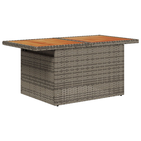 10-teiliges Garten Esstisch Set mit Kissen Grau Poly Rattan Akazie