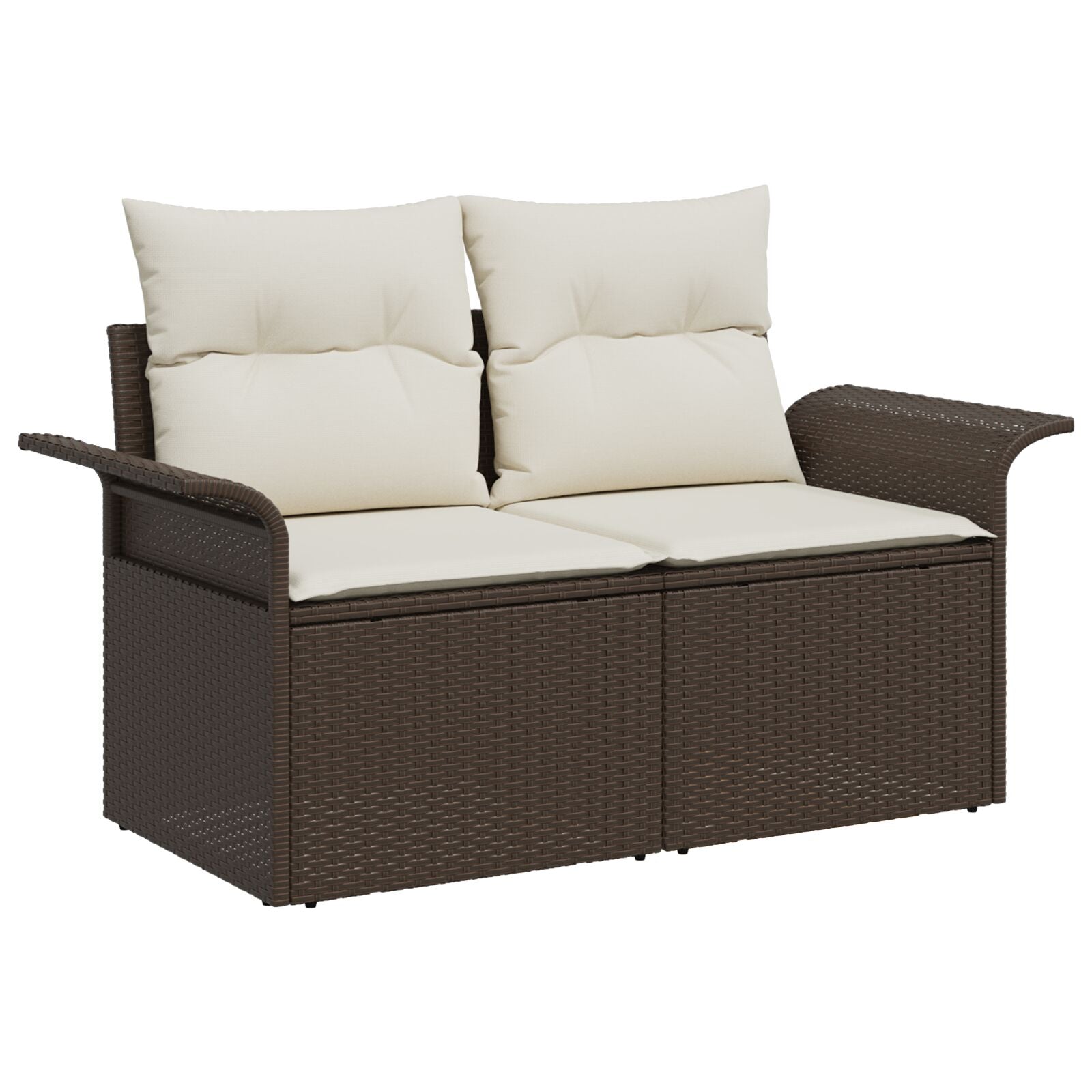 10 teiliges Garten Sofa Set mit Kissen Braunes Poly Rattan