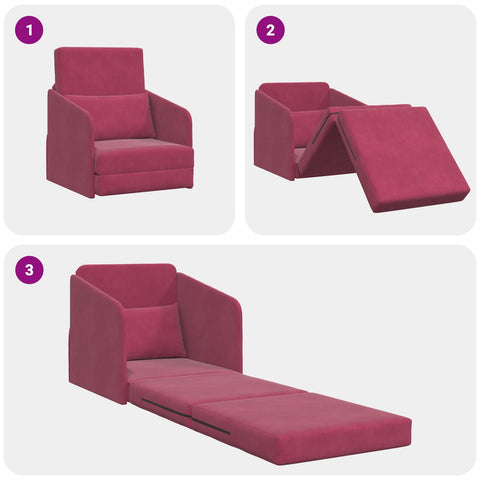 Futon-Sofa 2-in-1 Weinrot 65x80x83 cm Samt