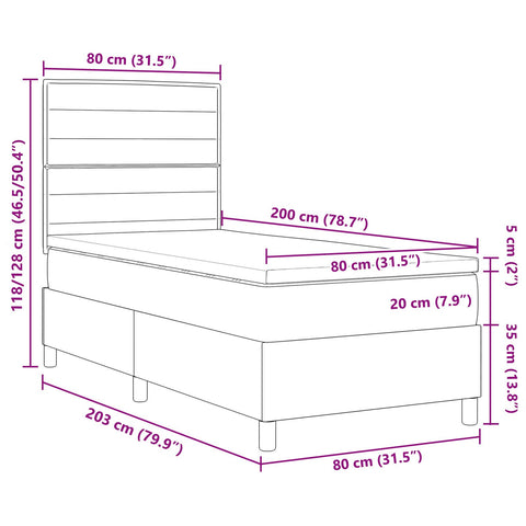 Beige Boxspringbett mit Matratze 80x200 cm