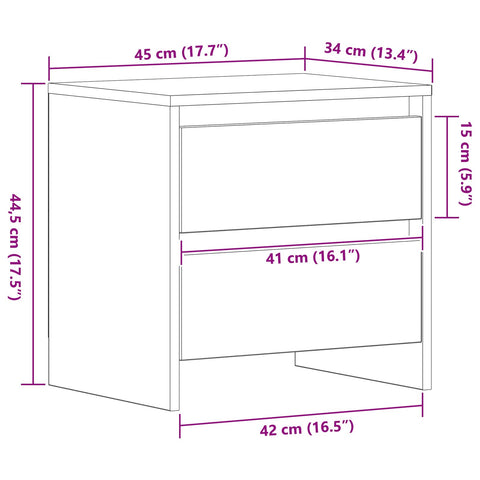 Nachttisch Alte Holzoptik 45x34x44,5 cm Holzwerkstoff
