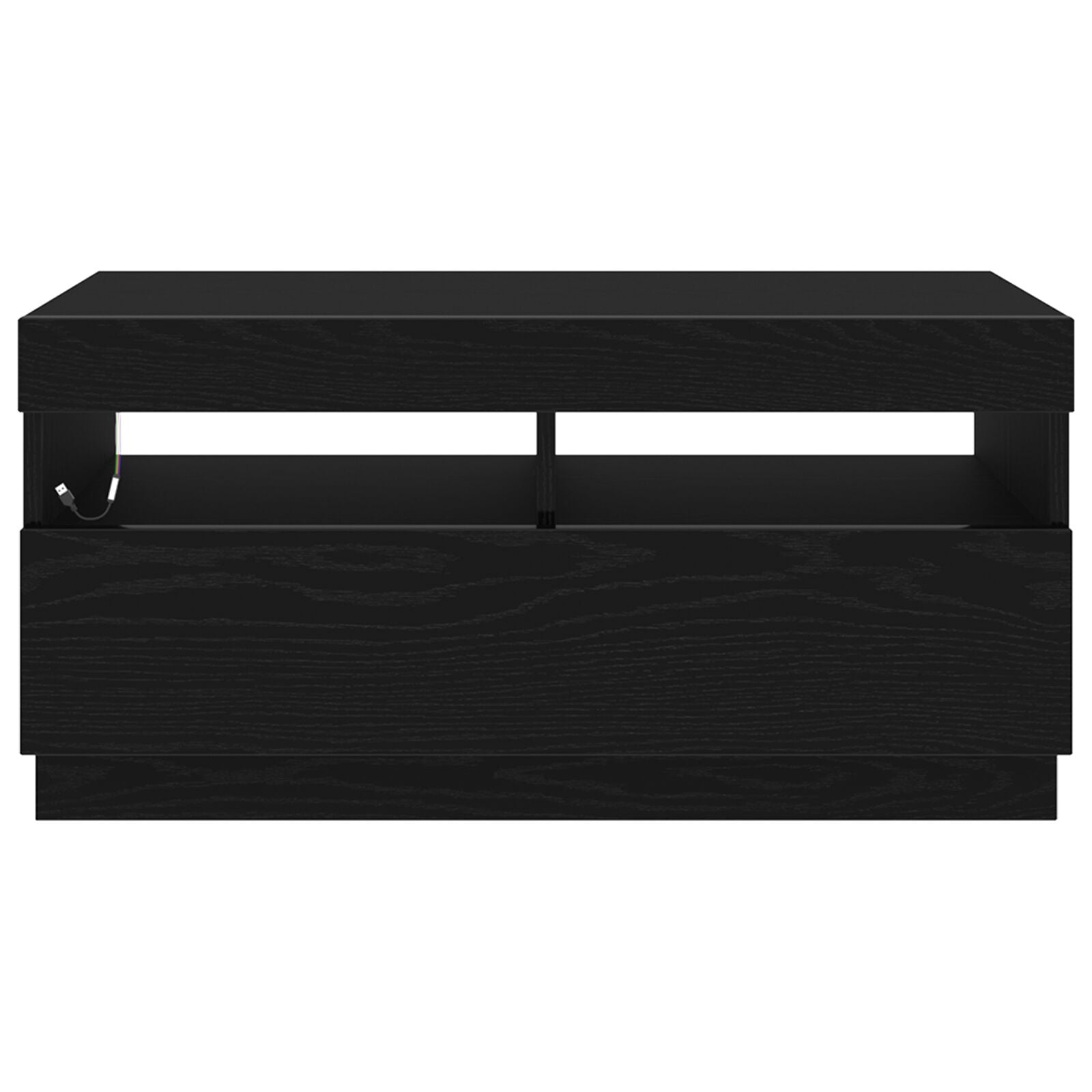 TV-Schrank mit LED-Lichtern, Schwarz und Eiche, 80x35x40 cm aus Holzwerkstoff