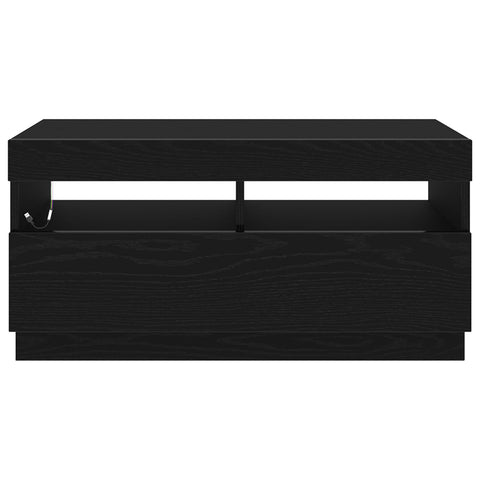 TV-Schrank mit LED-Lichtern, Schwarz und Eiche, 80x35x40 cm aus Holzwerkstoff