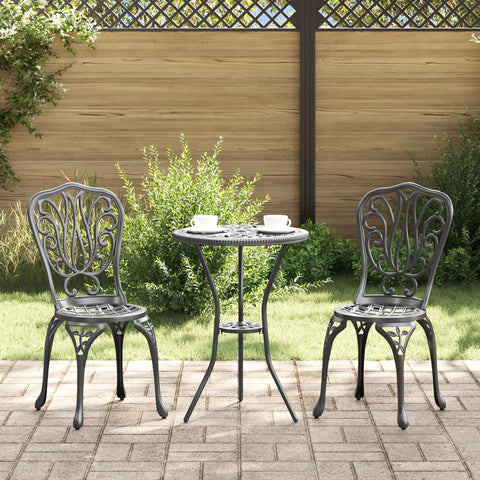 3-teiliges Garten-Bistro-Set Schwarz Gusseisen