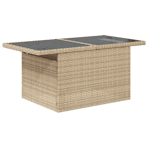 10-teiliges Garten Sofa Set mit Kissen Beige Poly Rattan