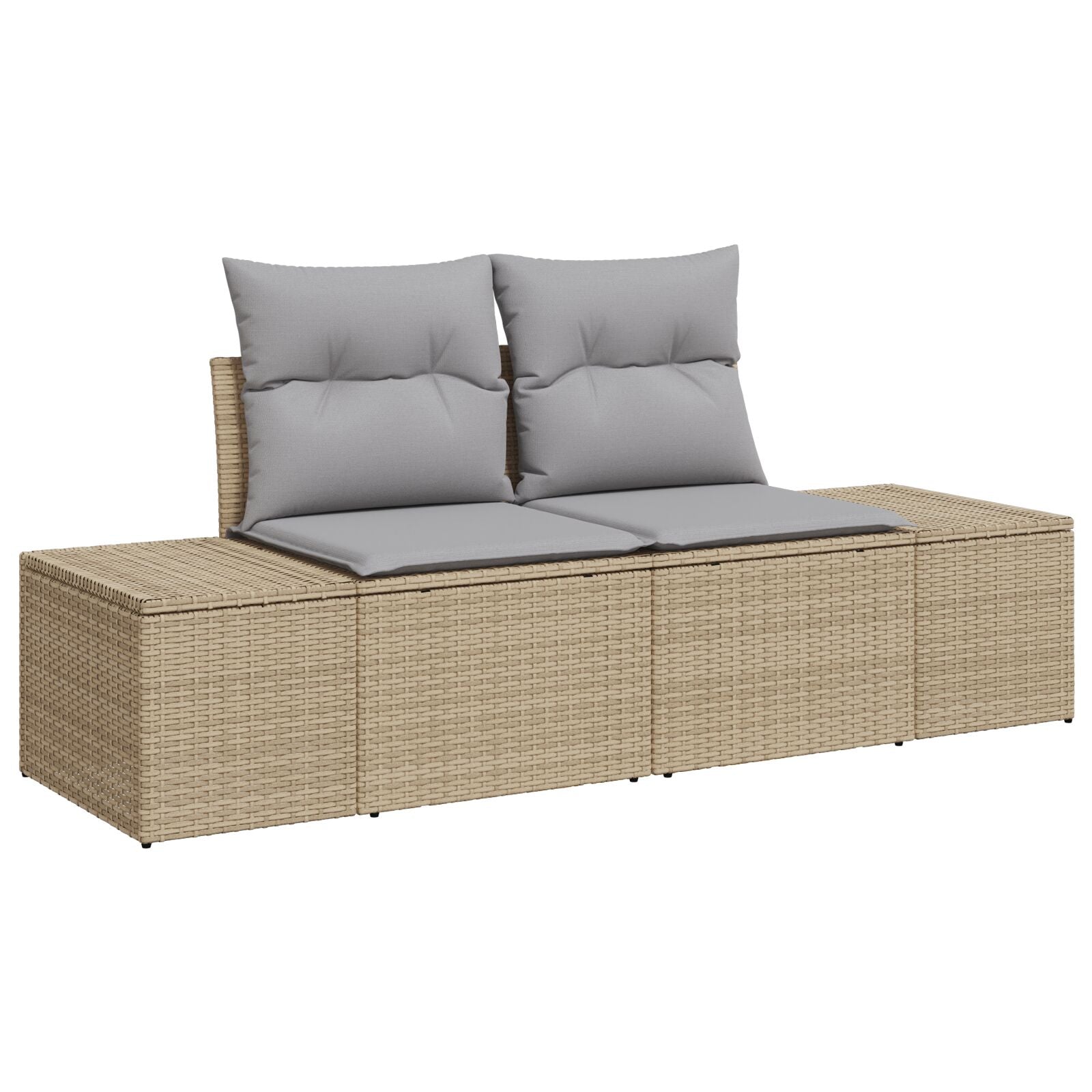 10-teiliges Garten Sofa Set mit Kissen Beige Poly Rattan