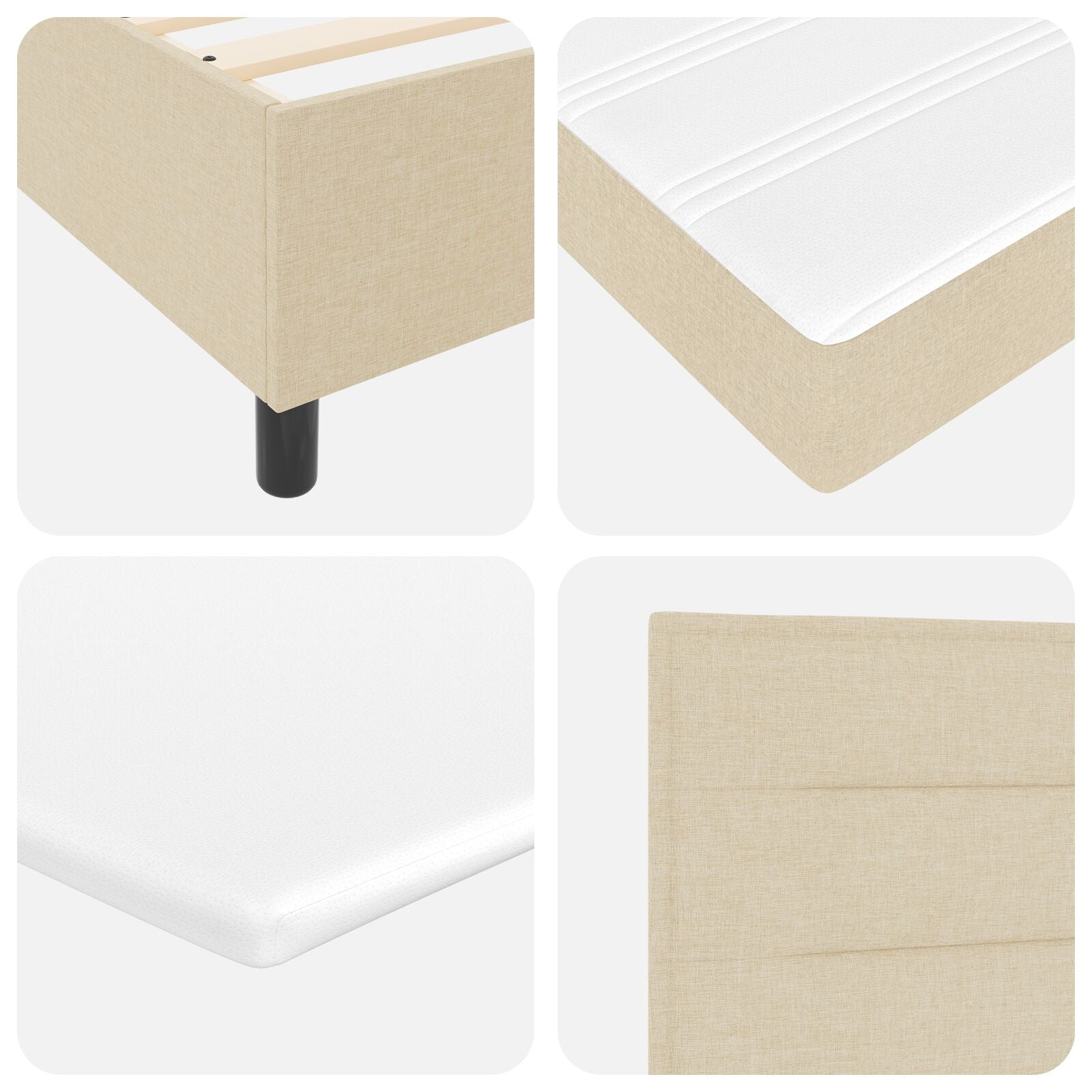 Beige Boxspringbett mit Matratze 80x200 cm