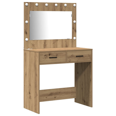 2-teiliges Frisiertisch-Set mit LED aus Artisan Eichenholz