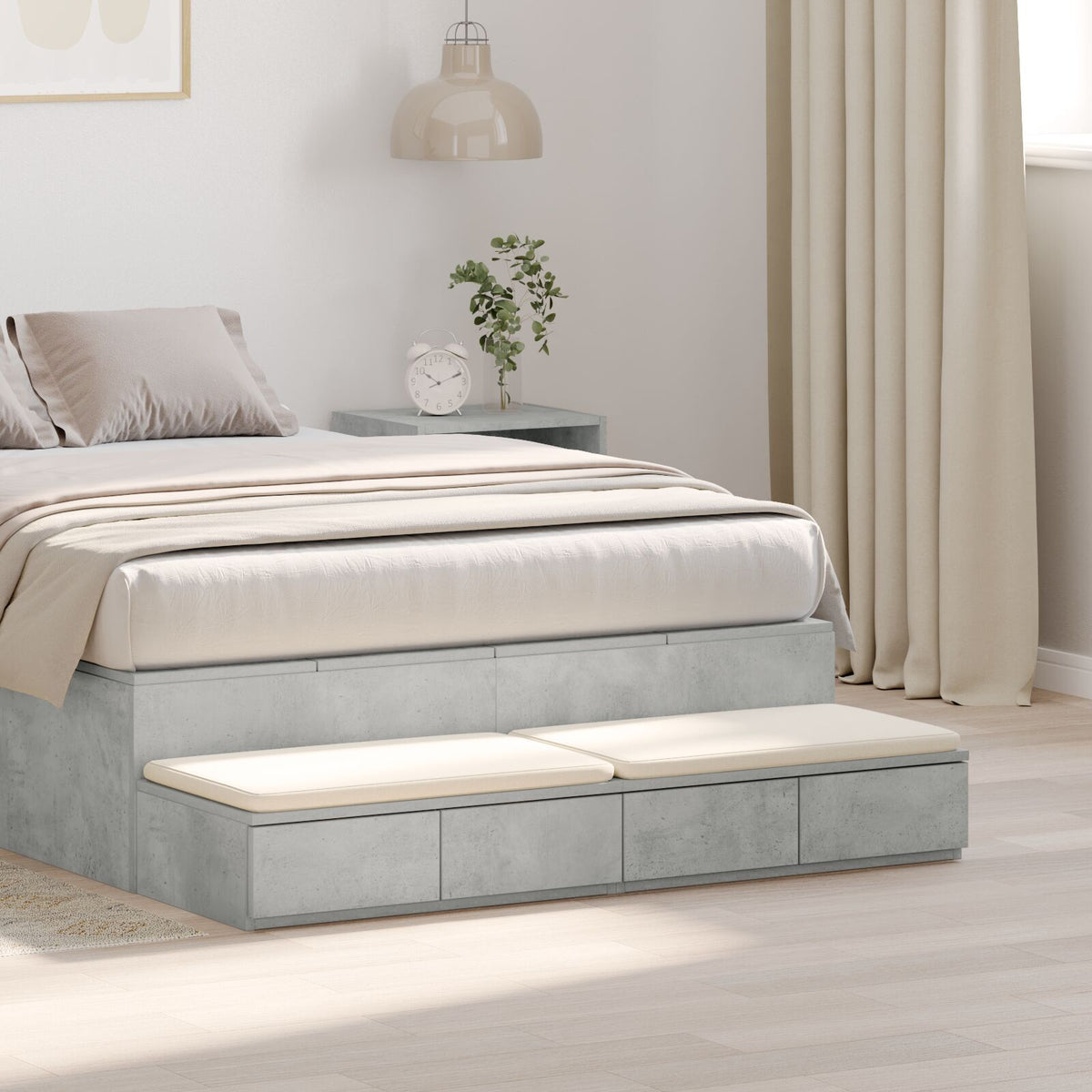 Bett Schubladen Beton Grau 120x36,5x16,5 cm