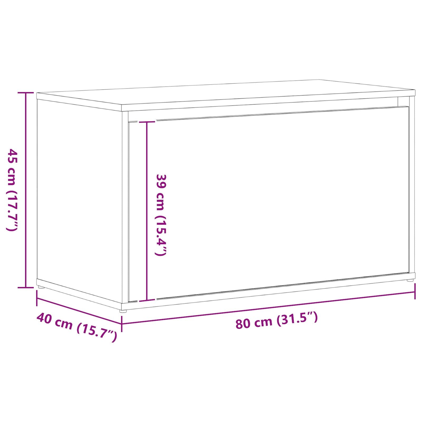 Bank Schwarz Eiche 80x40x45 cm aus Spanplatte