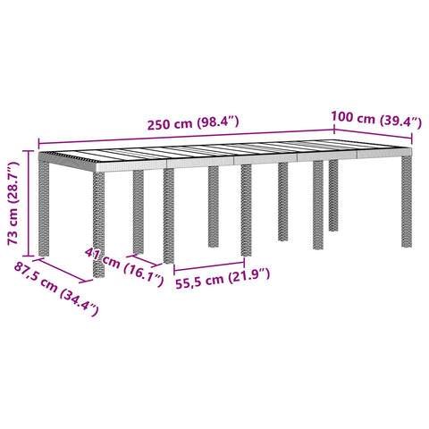 11-teiliges Garten Essgruppe mit Kissen Anthrazit Poly Rattan