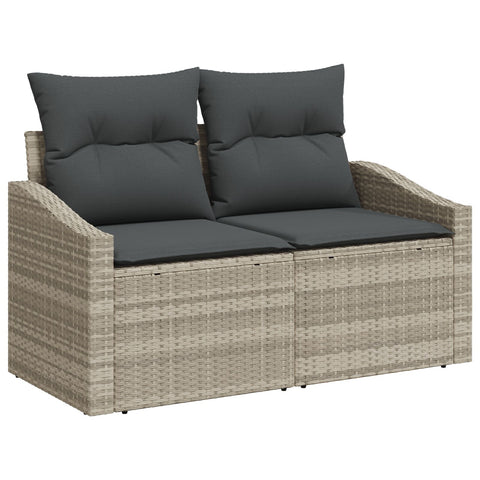 10-teiliges Garten Essgruppe mit Kissen Grau Poly Rattan