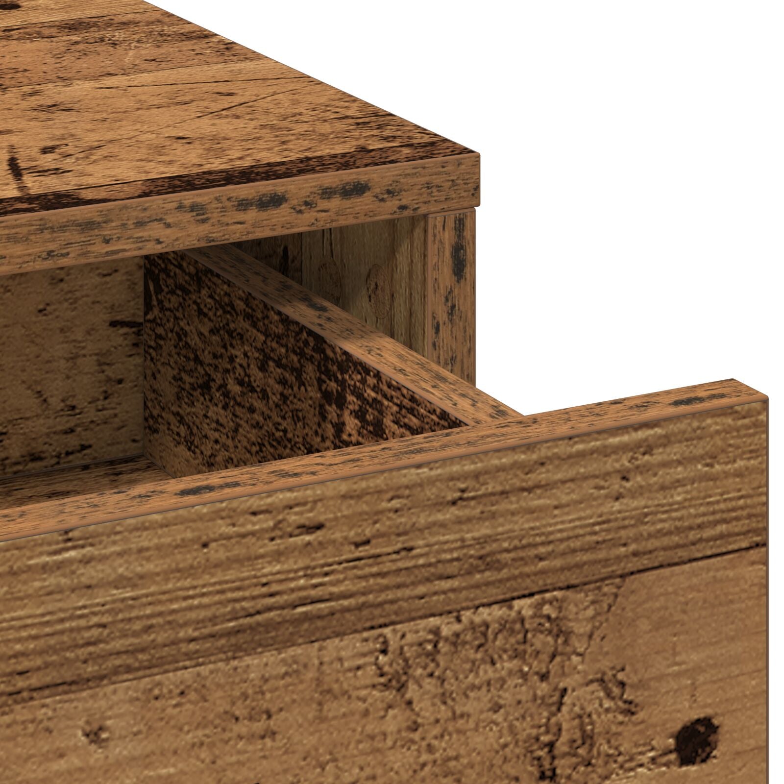 2-tlg. Schminktisch-Set mit LED-Leuchten Altholz Holzwerkstoff