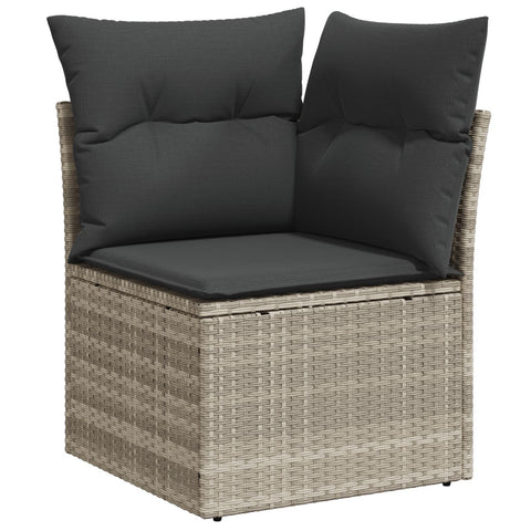 10-teiliges Garten Essgruppe mit Kissen Grau Poly Rattan