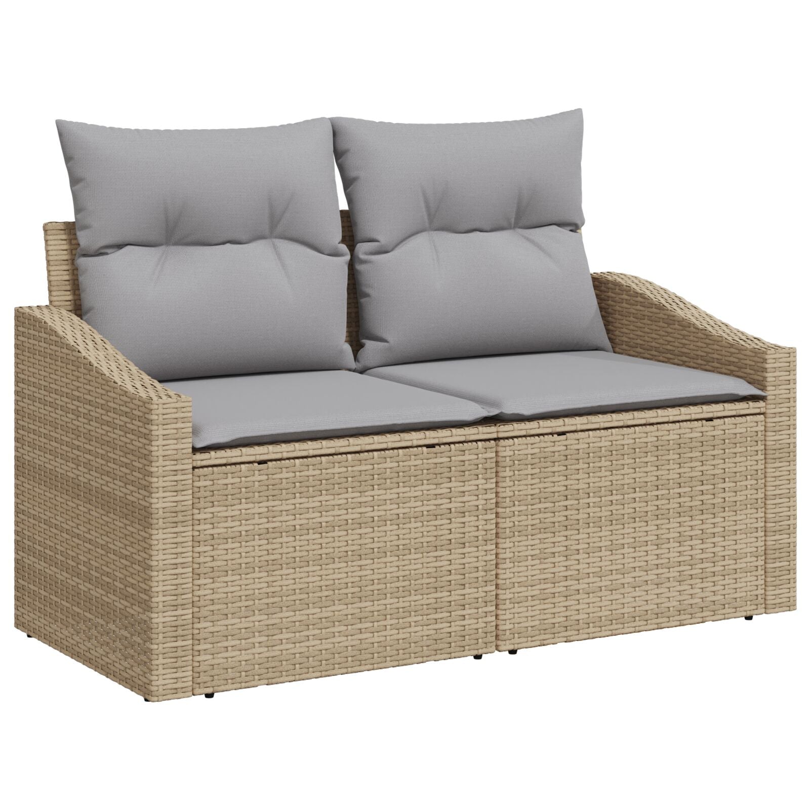 10-teiliges Garten Esszimmer Set mit Kissen Beige Poly Rattan Akazie
