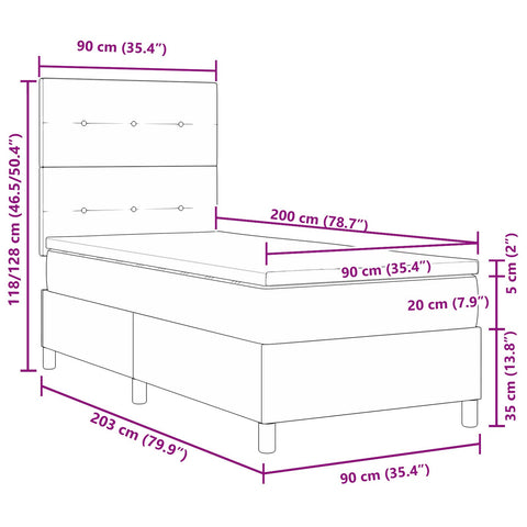 Beige Boxspringbett mit Matratze 90x200 cm aus Stoff