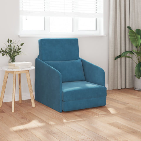Boden-Sofa-Bett 2-in-1 Blau 65x80x83 cm Velvet