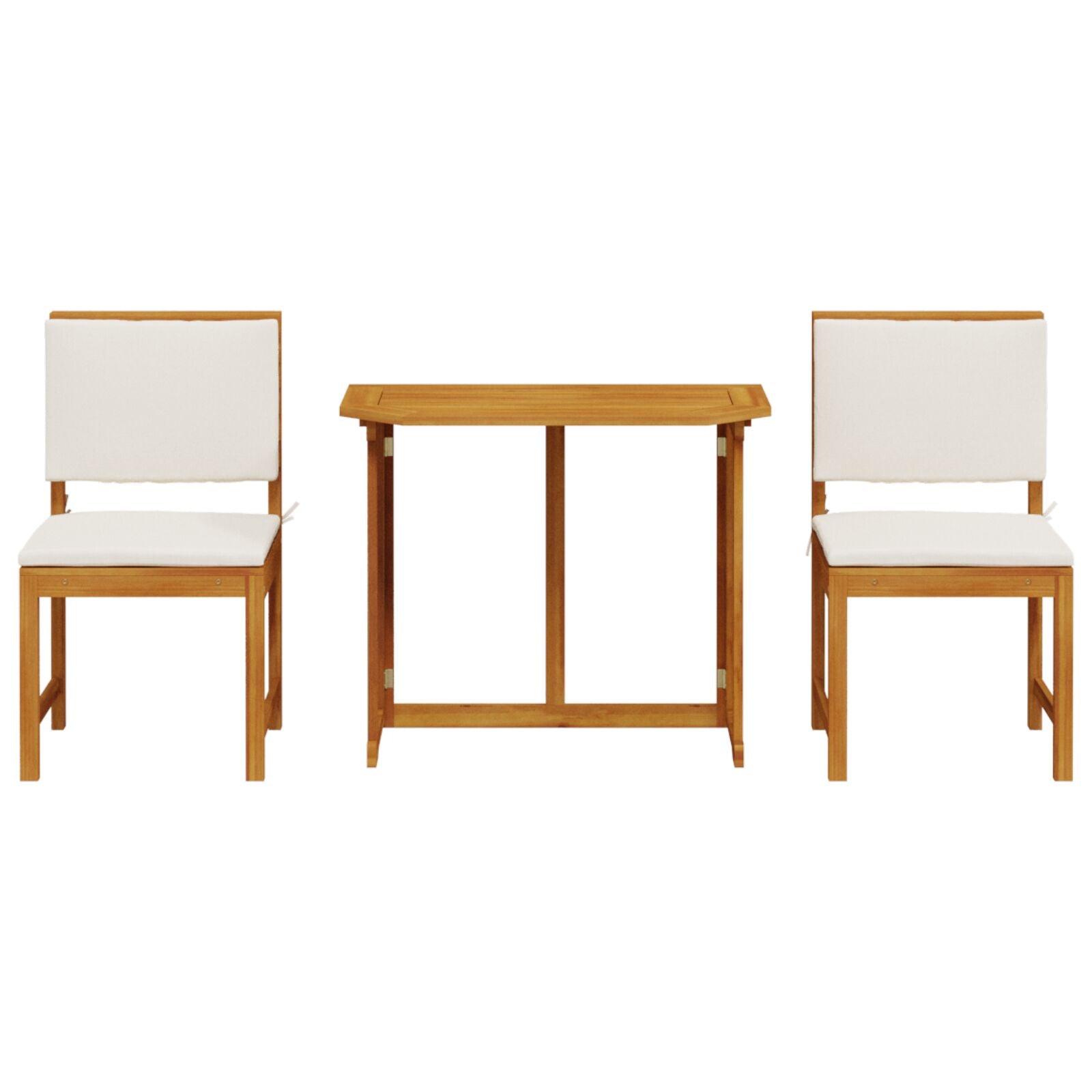 3-teiliges Garten-Bistro-Set mit Kissen aus massiven Akazienholz