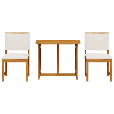 3-teiliges Garten-Bistro-Set mit Kissen aus massiven Akazienholz