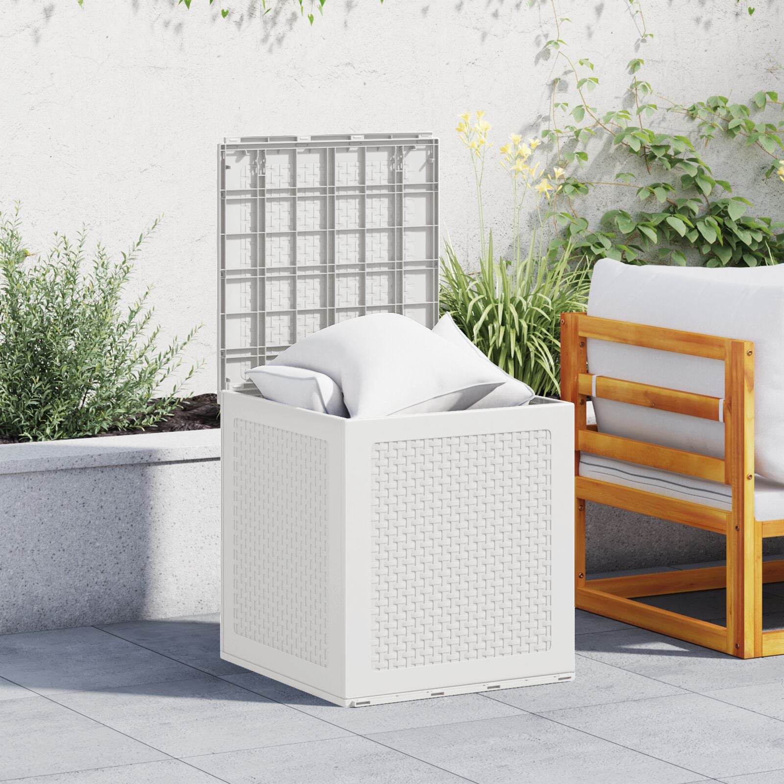 Garten Aufbewahrungsbox Weiß 55x53x57 cm PP