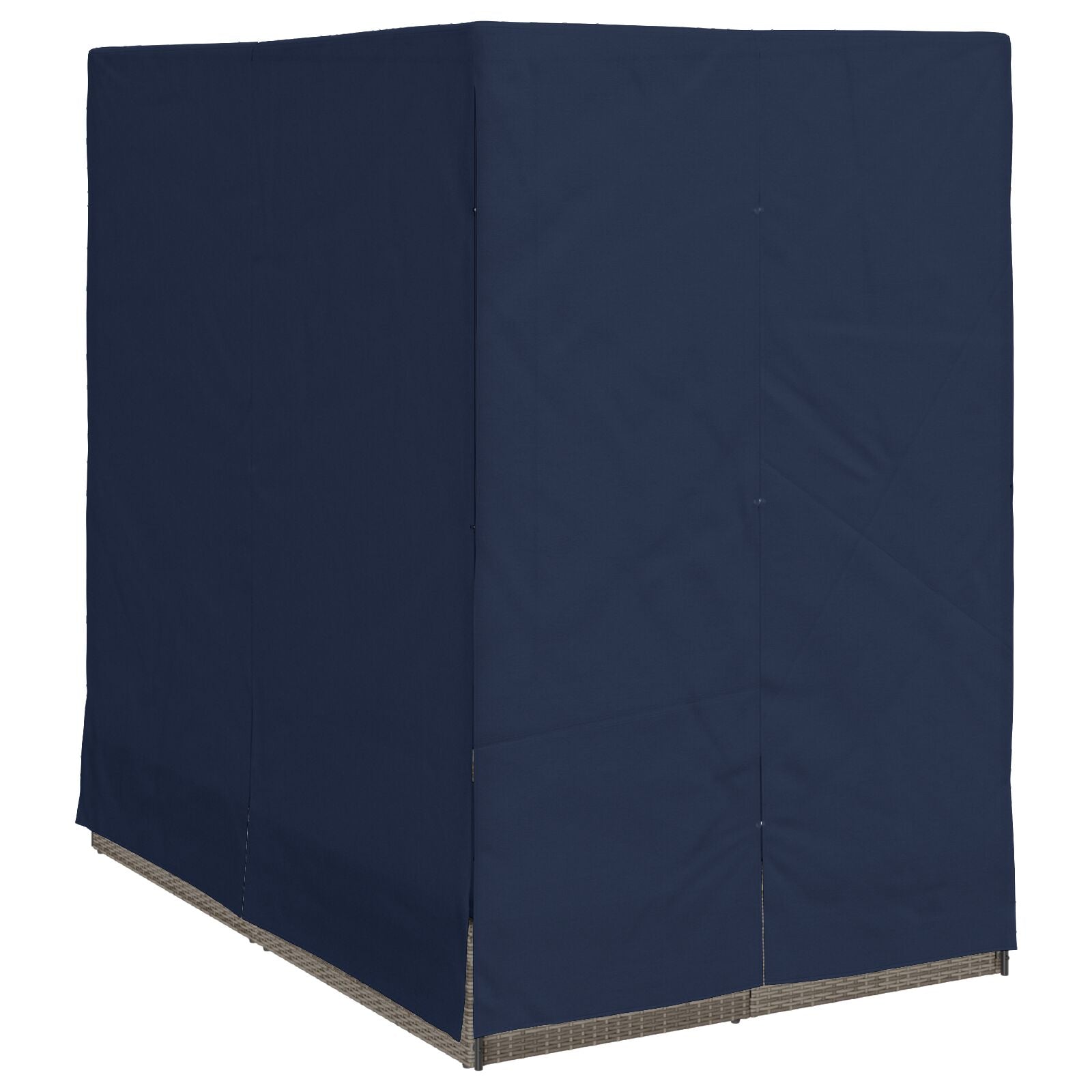 Doppelliege Set aus 2 Grau und Marineblau Rattan Groß