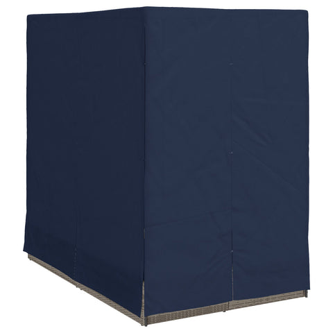 Doppelliege Set aus 2 Grau und Marineblau Rattan Groß