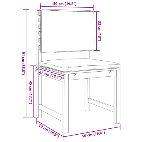 3-teiliges Garten-Bistro-Set mit Kissen aus massiven Akazienholz