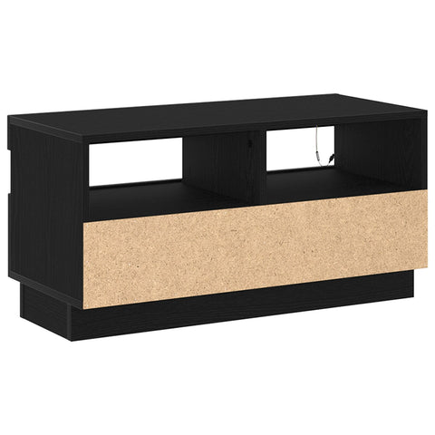 TV-Schrank mit LED-Lichtern, Schwarz und Eiche, 80x35x40 cm aus Holzwerkstoff