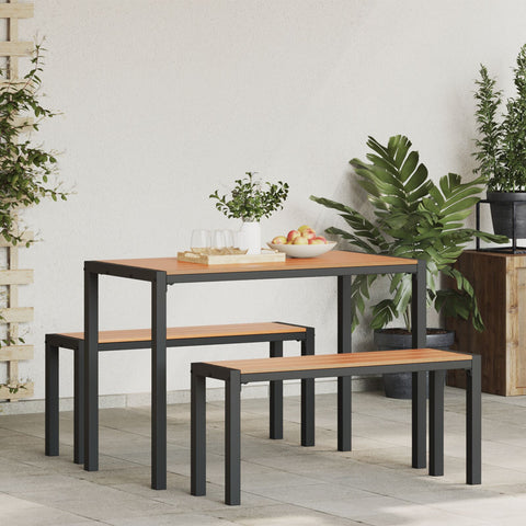 3-teiliges Garten-Esszimmer-Set aus Stahl und WPC Braun