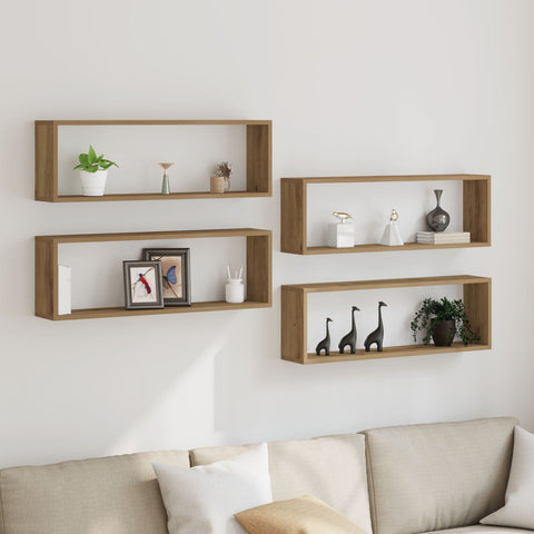 4er Set Wandregale Artisan Eiche 80x15x26 cm Holzwerkstoff
