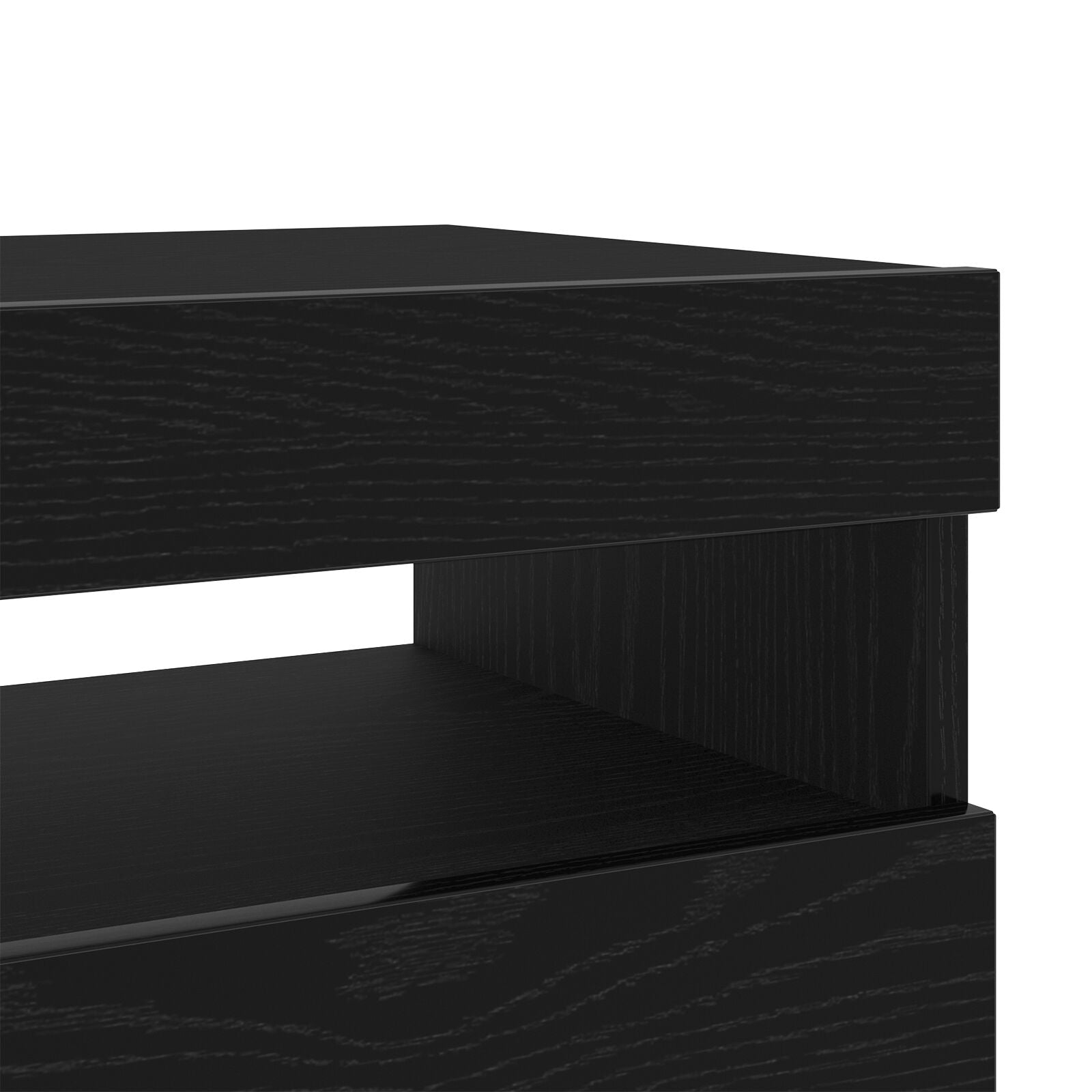 TV-Schrank mit LED-Lichtern, Schwarz und Eiche, 80x35x40 cm aus Holzwerkstoff