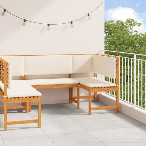 3-teiliges Gartenset mit Kissen aus massivem Akazienholz