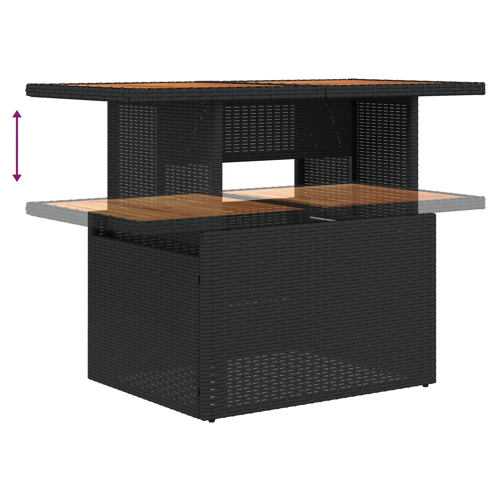 10-teilige Garten Essgruppe mit Kissen Schwarz Poly Rattan Akazie