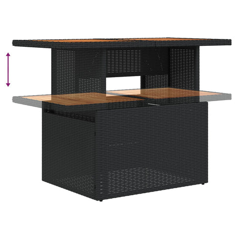 10-teilige Garten Essgruppe mit Kissen Schwarz Poly Rattan Akazie