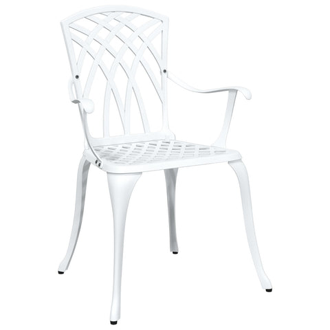 5-teiliges Garten-Esszimmer-Set aus weißem Gusseisen