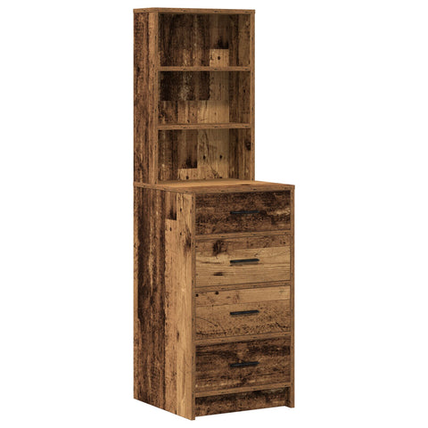 2-tlg. Schminktisch-Set mit LED-Leuchten Altholz Holzwerkstoff