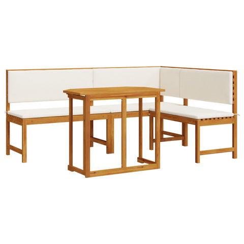 3-tlg. Garten-Bistroset mit Kissen Massivholz Akazie