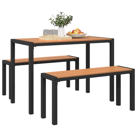 3-teiliges Garten-Esszimmer-Set aus Stahl und WPC Braun
