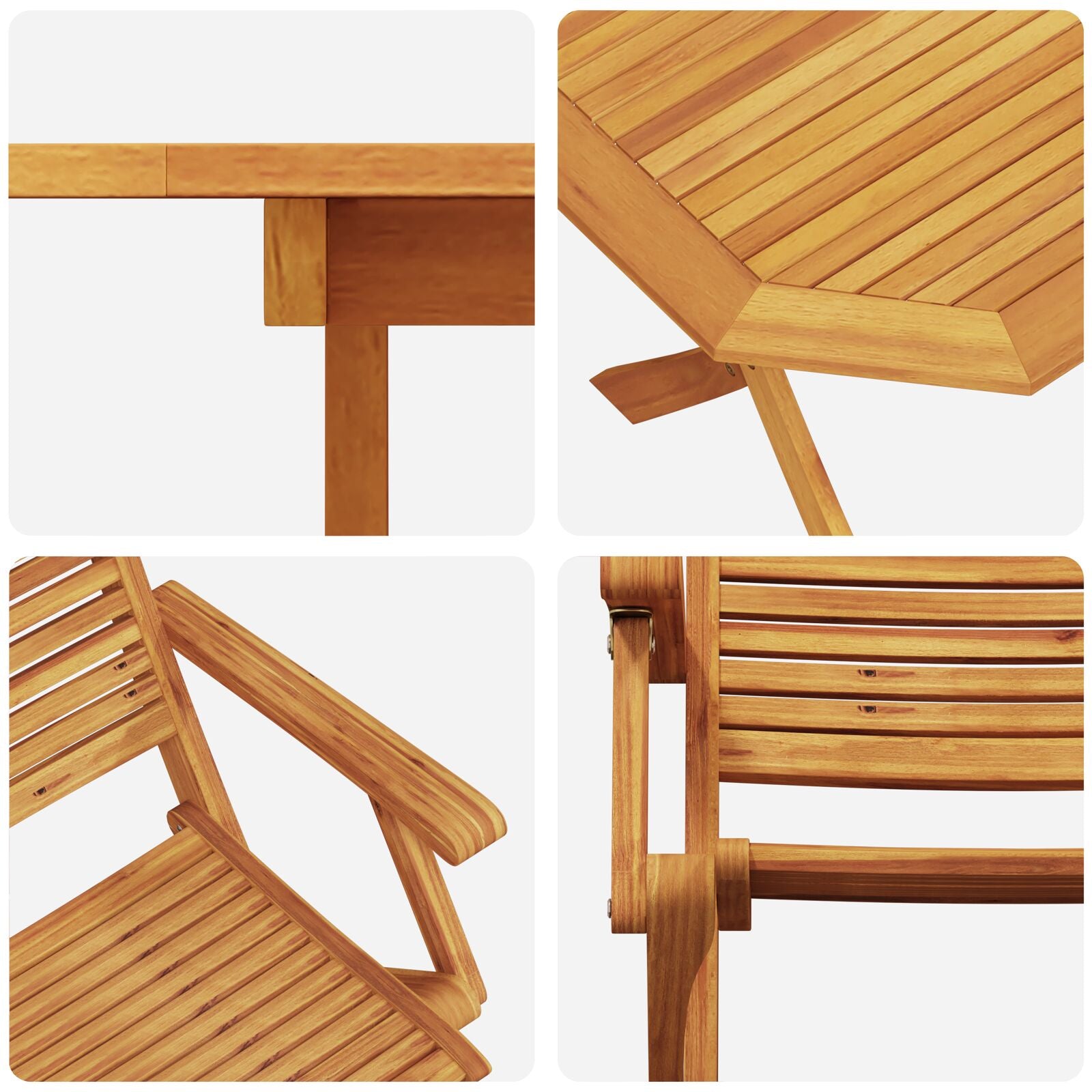 5-teiliges Garten-Diningset aus solidem Akazienholz