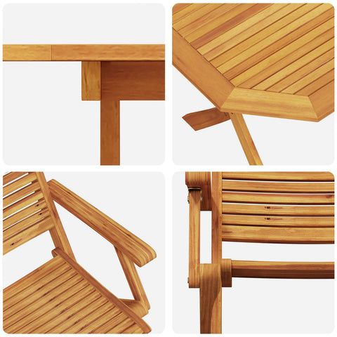 5-teiliges Garten-Diningset aus solidem Akazienholz