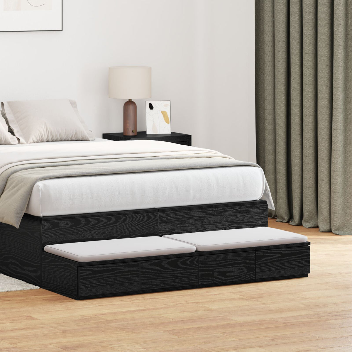 Bett Schubladen Schwarz 120x36,5x16,5 cm Holzwerkstoff