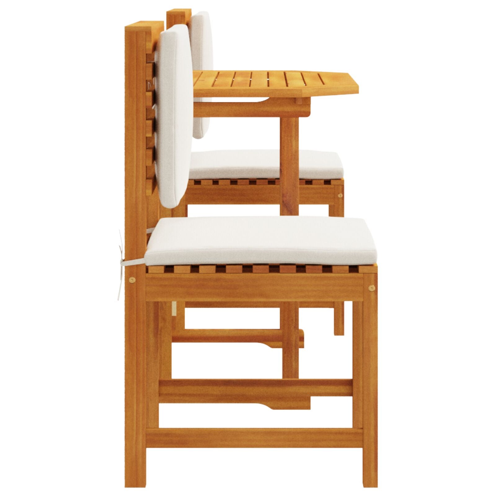 3-teiliges Garten-Bistro-Set mit Kissen aus massiven Akazienholz