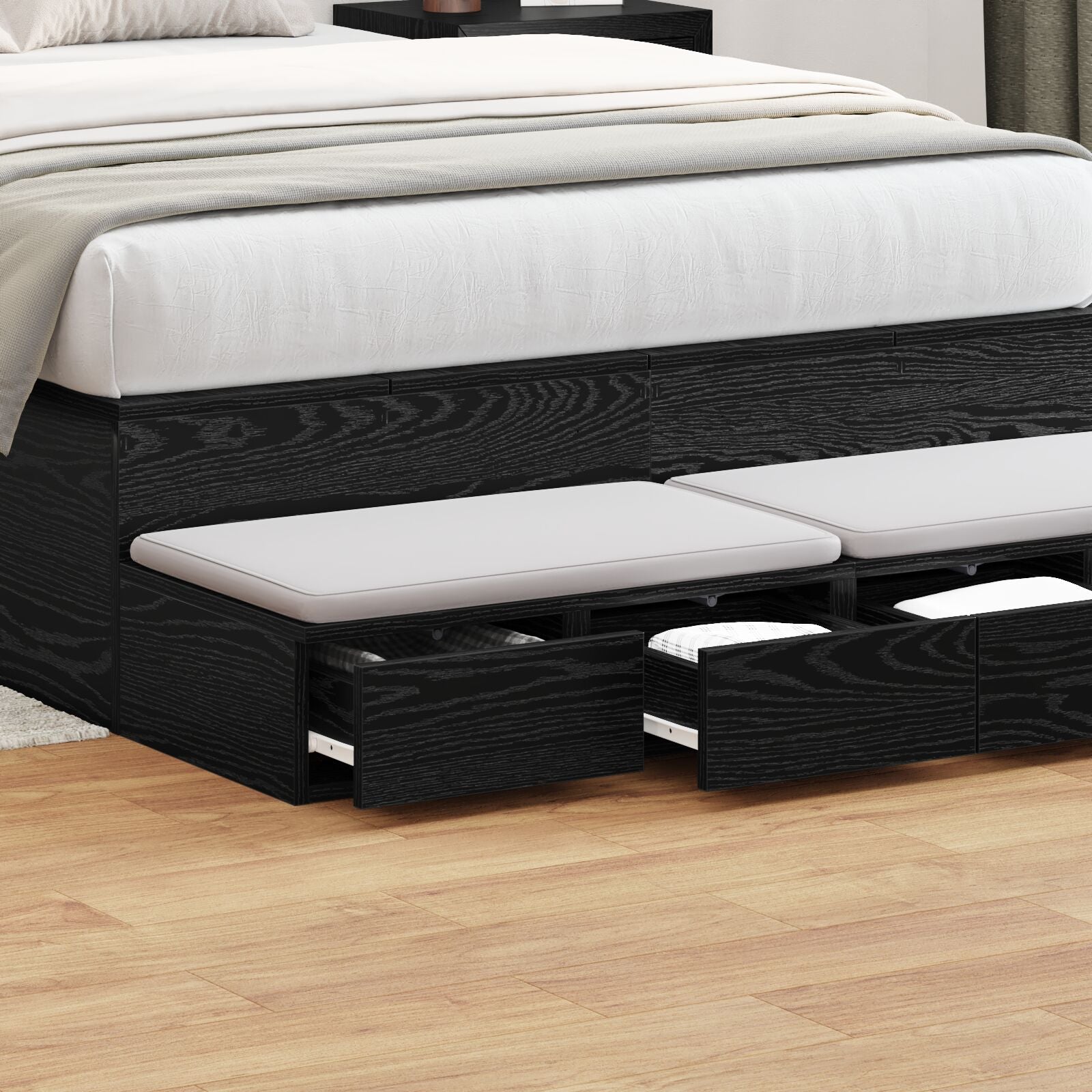 Bett Schubladen Schwarz 120x36,5x16,5 cm Holzwerkstoff