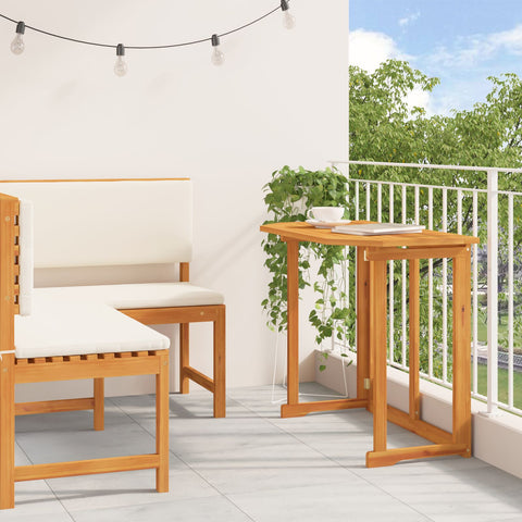 2-teiliges Garten-Esszimmer-Set mit Kissen aus massivem Akazienholz