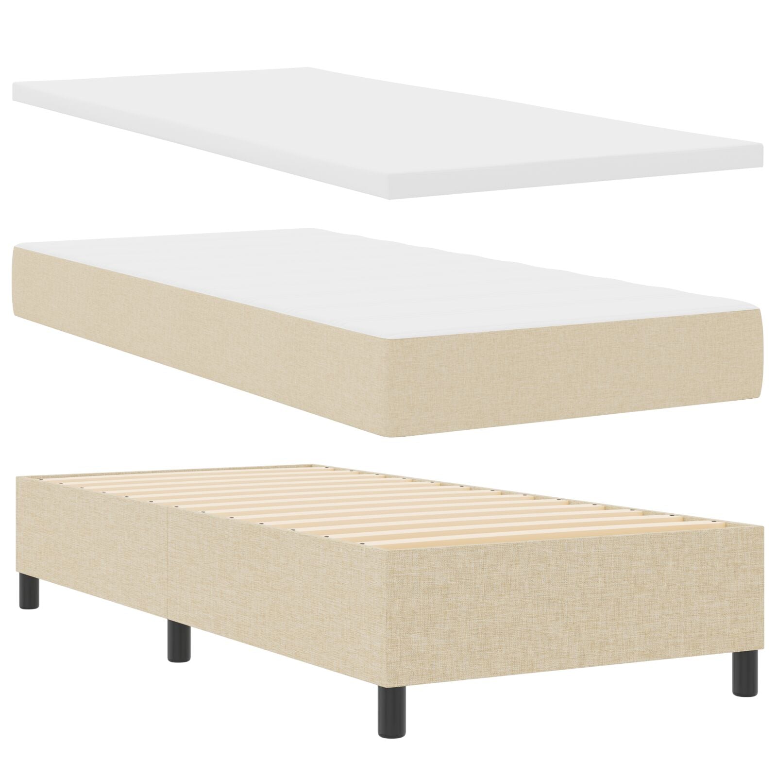Beige Boxspringbett mit Matratze 80x200 cm