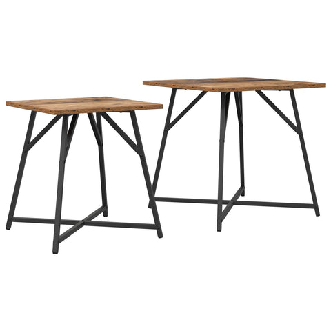 Beistelltisch 2er Set aus altem Holzwerkstoff und Metall