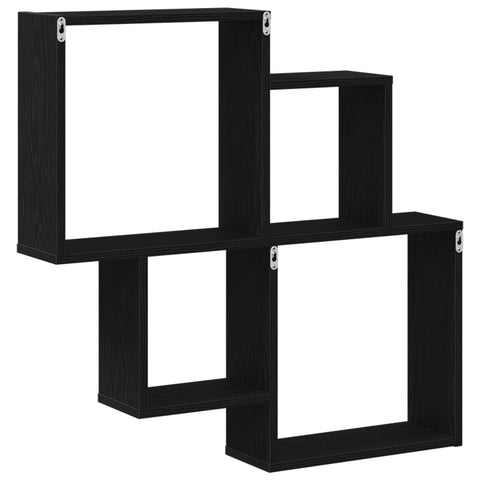 Wandregal schwarz Eiche 80x15x78,5 cm Technik Holz