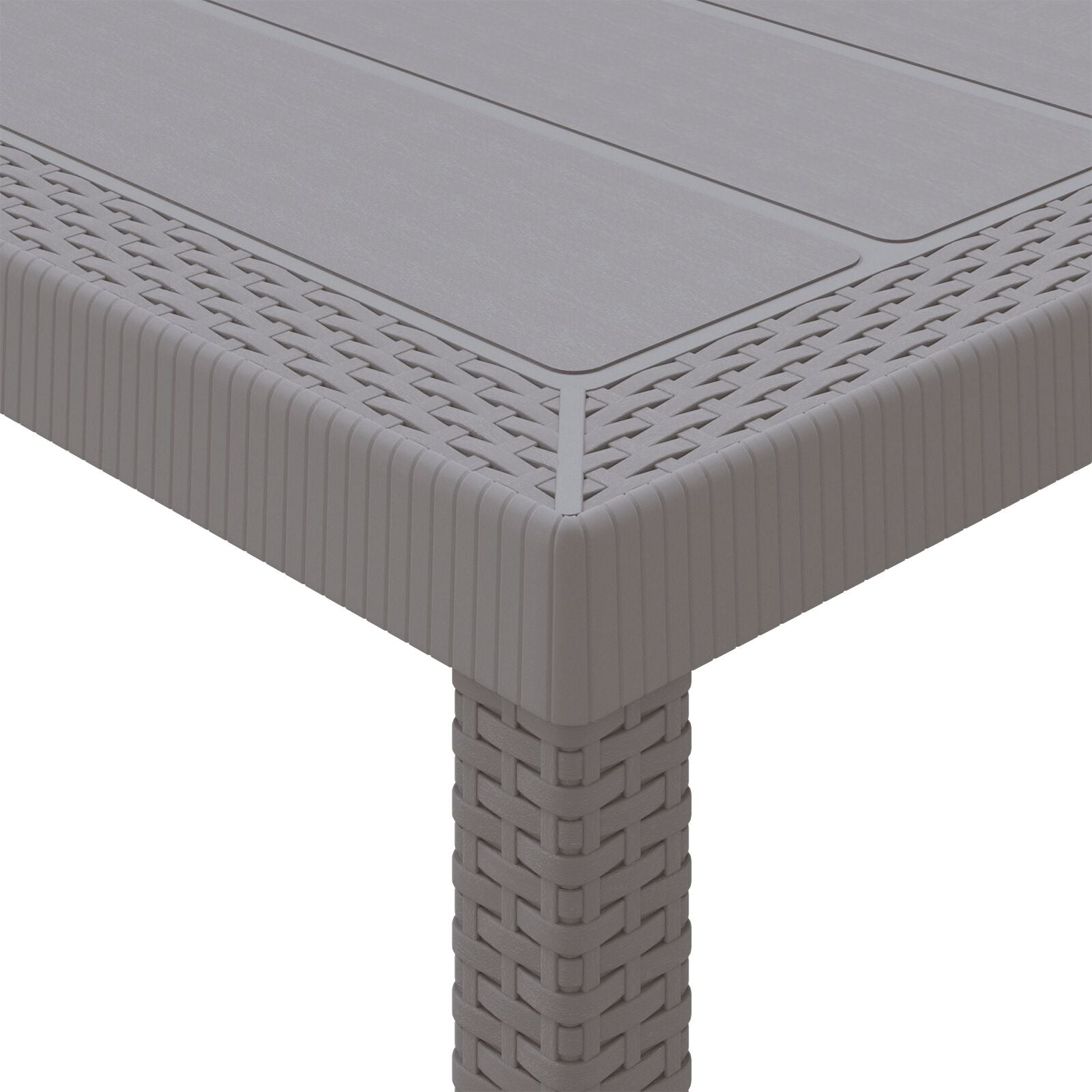 11-teiliges Garten Esstisch Set mit Kissen Hellgrau Poly-Rattan
