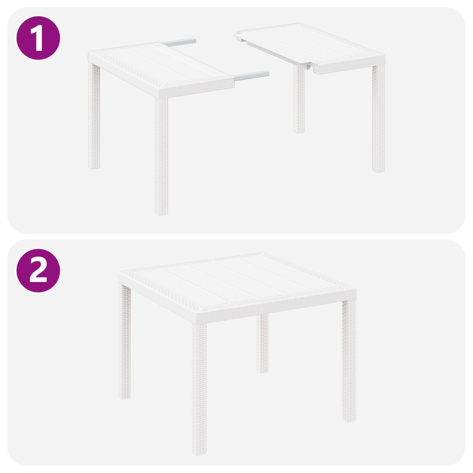 3-teiliges Garten Esstisch Set Weiß Poly Rattan